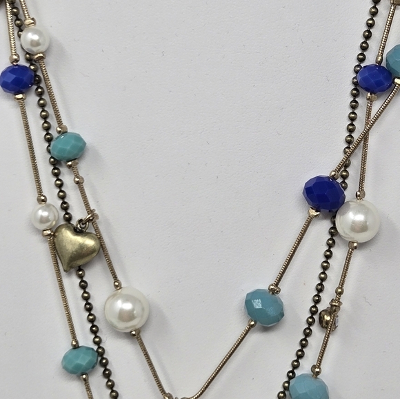 BETSEY JOHNSON SHIP SHAPE TRIPLE STRAND NECKLACE RHINESTONE ANCHOR WOMEN JEWELRY - Picture 4 of 13